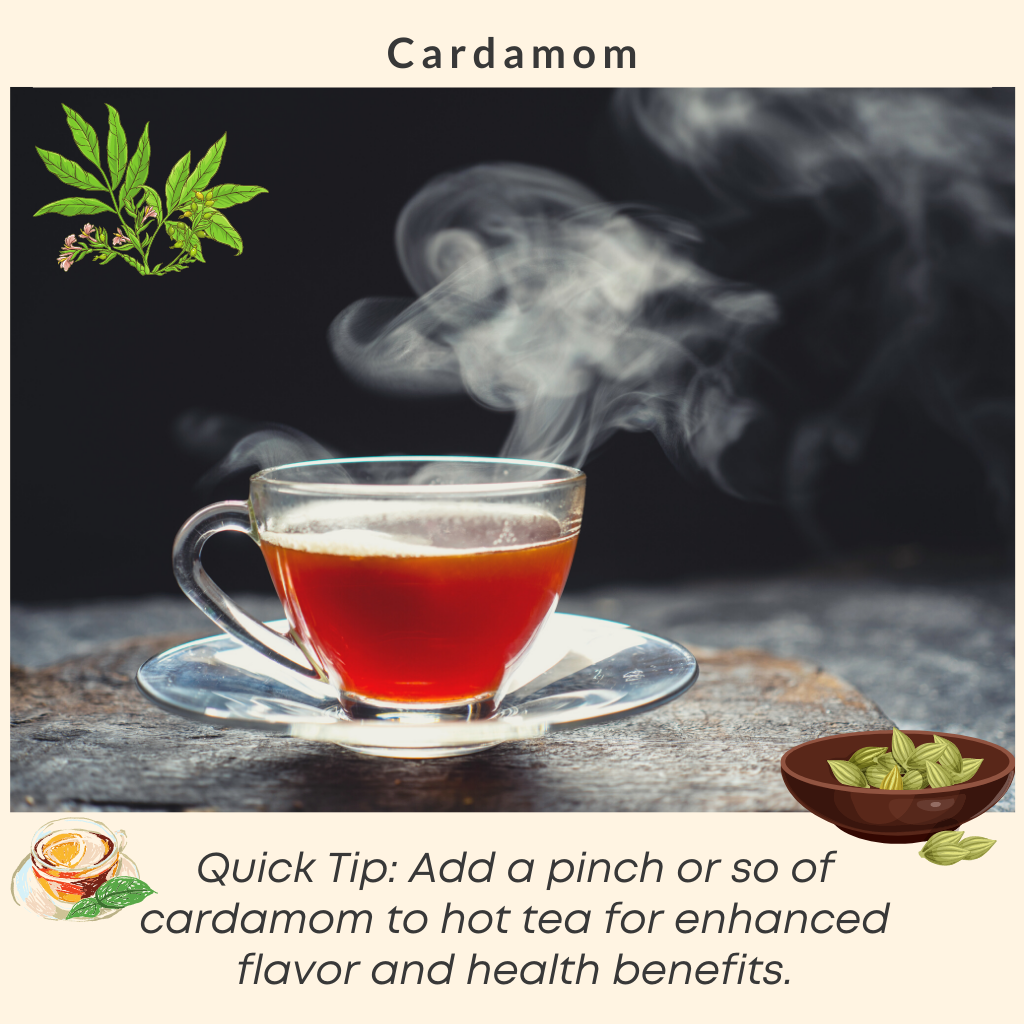 Adding cardamom to hot tea is an easy way to reap the health benefits of this ancient spice.