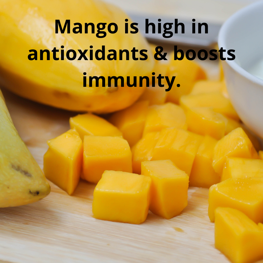 Health benefits of Mango for a refreshing easy fruit salad recipe.